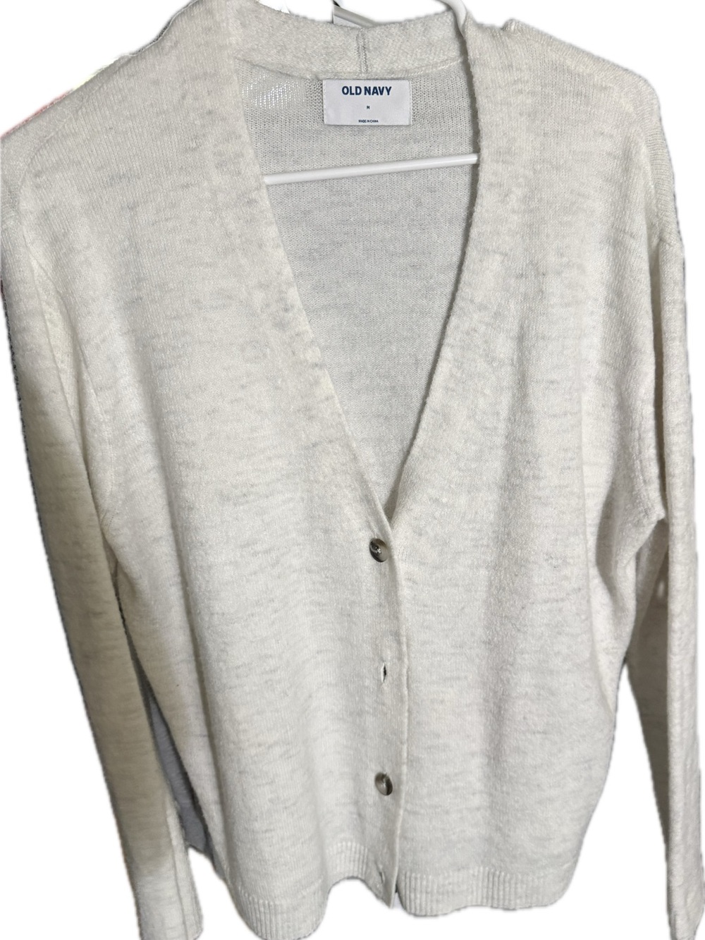 Old Navy Cream V-Neck Button Cardigan Sweater